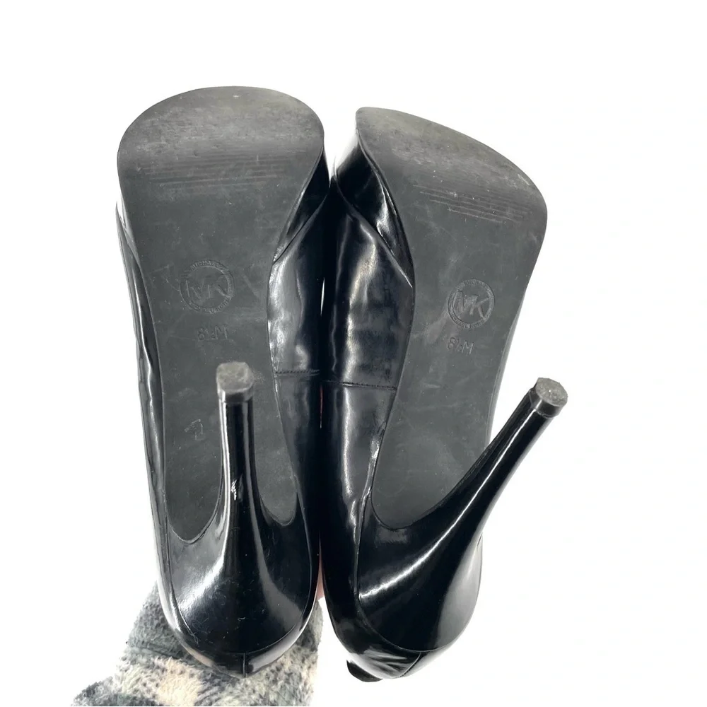Michael Michael Kors MK York Platform Peep-Toe Patent Leather Heel